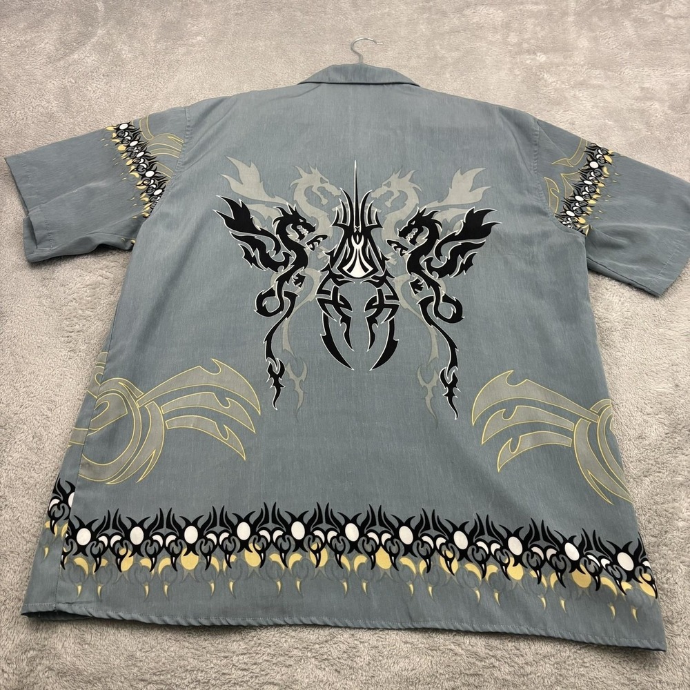 VTG Y2K Big Brother Shirt Mens XL Gray Dragon Tribal Graphic Short Sleeve Grunge - Picture 2 of 11